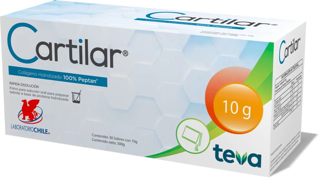 Cartilar Colágeno Hidrolizado 30 sobres x 10 g c/u Farmex-Chile Salud-Persistente